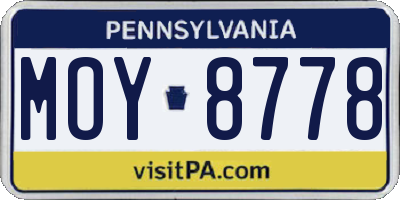 PA license plate MOY8778