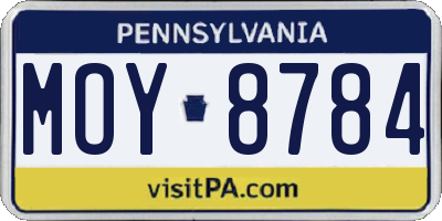 PA license plate MOY8784