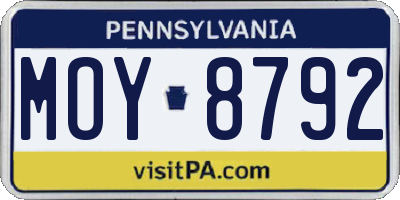 PA license plate MOY8792