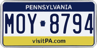PA license plate MOY8794
