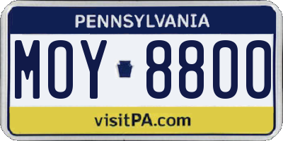 PA license plate MOY8800