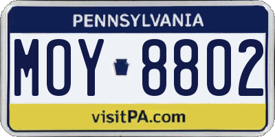 PA license plate MOY8802
