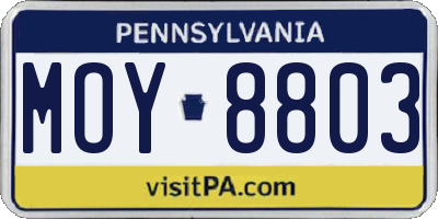 PA license plate MOY8803