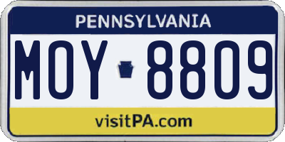 PA license plate MOY8809