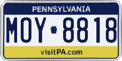 PA license plate MOY8818