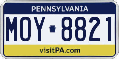 PA license plate MOY8821