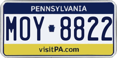 PA license plate MOY8822