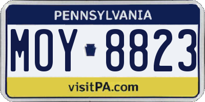 PA license plate MOY8823
