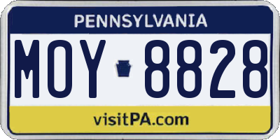 PA license plate MOY8828