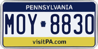 PA license plate MOY8830