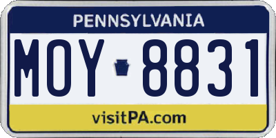 PA license plate MOY8831