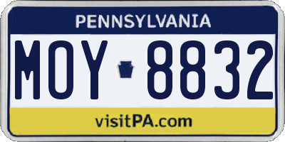 PA license plate MOY8832
