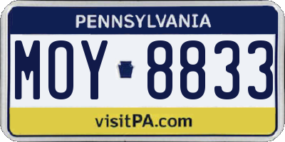 PA license plate MOY8833