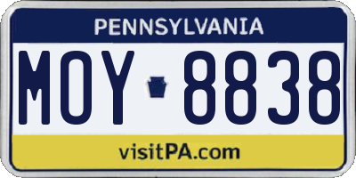 PA license plate MOY8838
