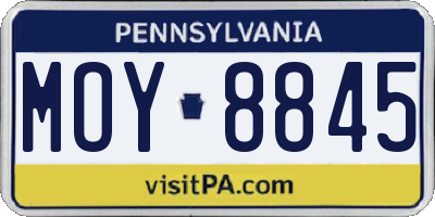 PA license plate MOY8845