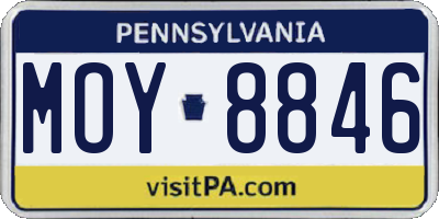 PA license plate MOY8846