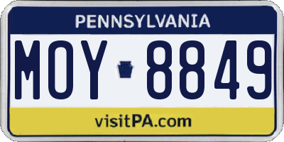 PA license plate MOY8849