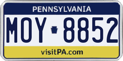 PA license plate MOY8852