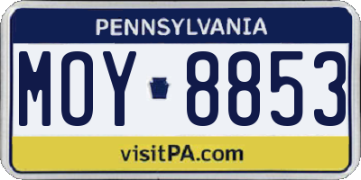 PA license plate MOY8853