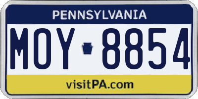 PA license plate MOY8854
