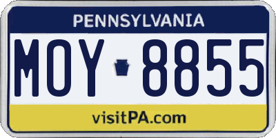 PA license plate MOY8855