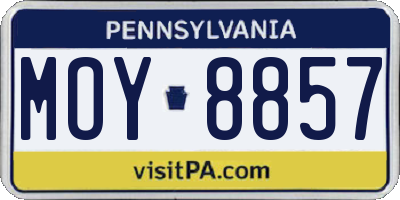 PA license plate MOY8857