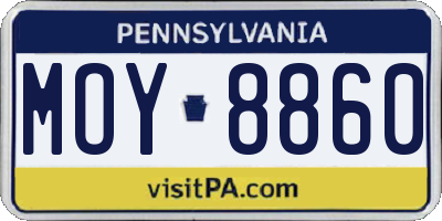 PA license plate MOY8860