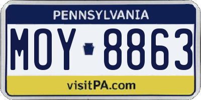 PA license plate MOY8863