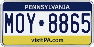 PA license plate MOY8865