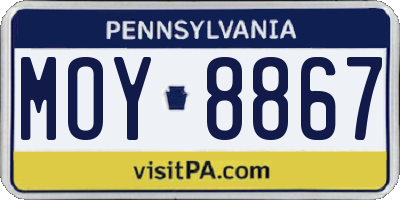 PA license plate MOY8867