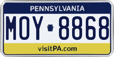 PA license plate MOY8868