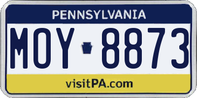 PA license plate MOY8873