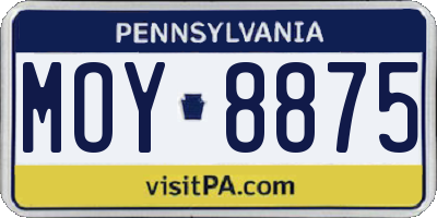 PA license plate MOY8875