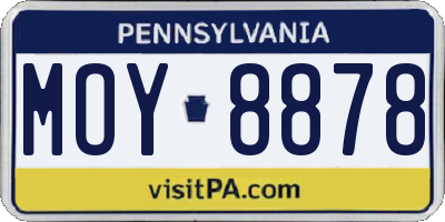 PA license plate MOY8878