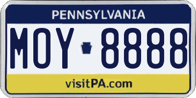 PA license plate MOY8888