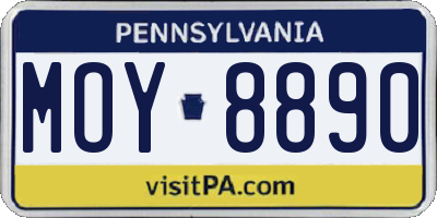 PA license plate MOY8890