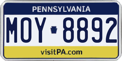 PA license plate MOY8892