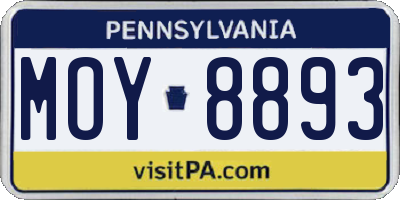PA license plate MOY8893