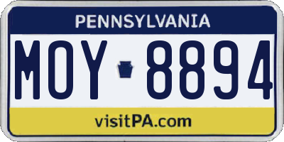 PA license plate MOY8894