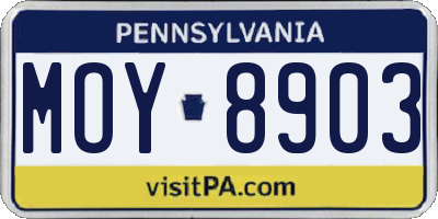 PA license plate MOY8903