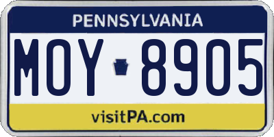 PA license plate MOY8905