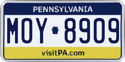 PA license plate MOY8909
