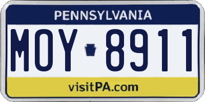 PA license plate MOY8911