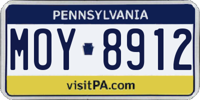 PA license plate MOY8912