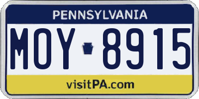 PA license plate MOY8915