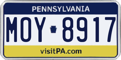PA license plate MOY8917
