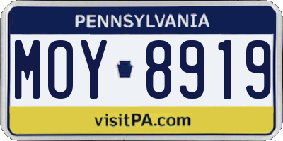 PA license plate MOY8919