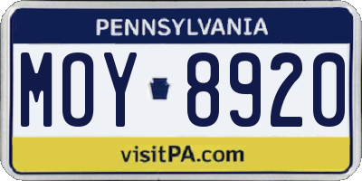 PA license plate MOY8920