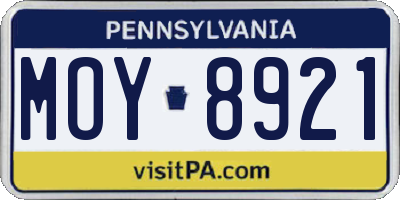 PA license plate MOY8921
