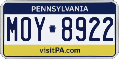 PA license plate MOY8922